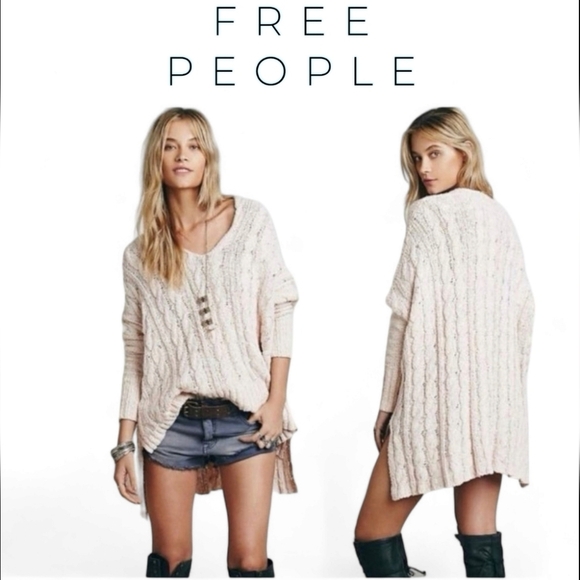 Free People Sweaters - Free People Easy Cable Knit Sweater in Pale Pink•Size Small•EGUC